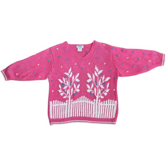 Vintage 80s SKYR Tree Knit Sweater Ramie Cotton Confetti Cottagecore Medium - Picture 4 of 16